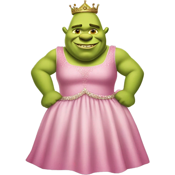 Shrek with a pink princess dress emoji