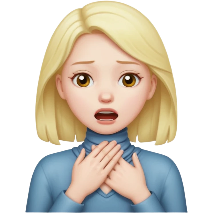 A girl chocking with her hands around her neck  emoji