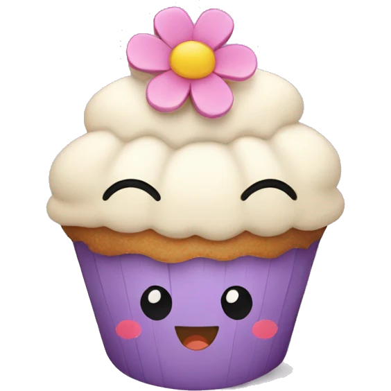 Happy cupcake with flowers on top  emoji