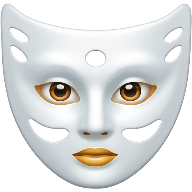 a sheet of white mask pack for face skincare beauty, except on the face, transpalent holes on eyes and mouth emoji