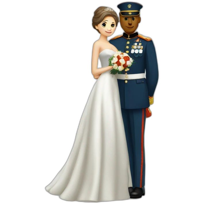 Homme militaire mariage avec femme robe blanche emoji