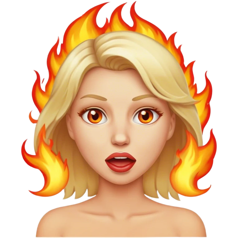 Blond woman with fire from mouth emoji