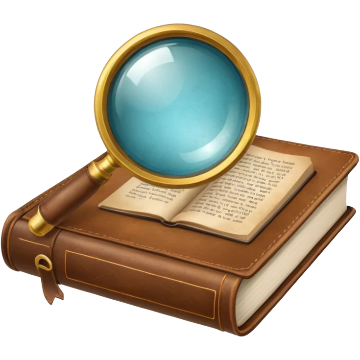 Magnifying glass with a book emoji