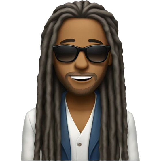 man with sunglasses and long dreds singing emoji