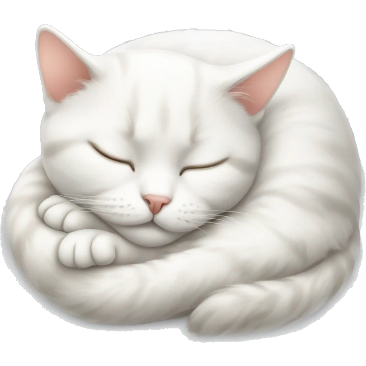 white cat sleeping curled up emoji