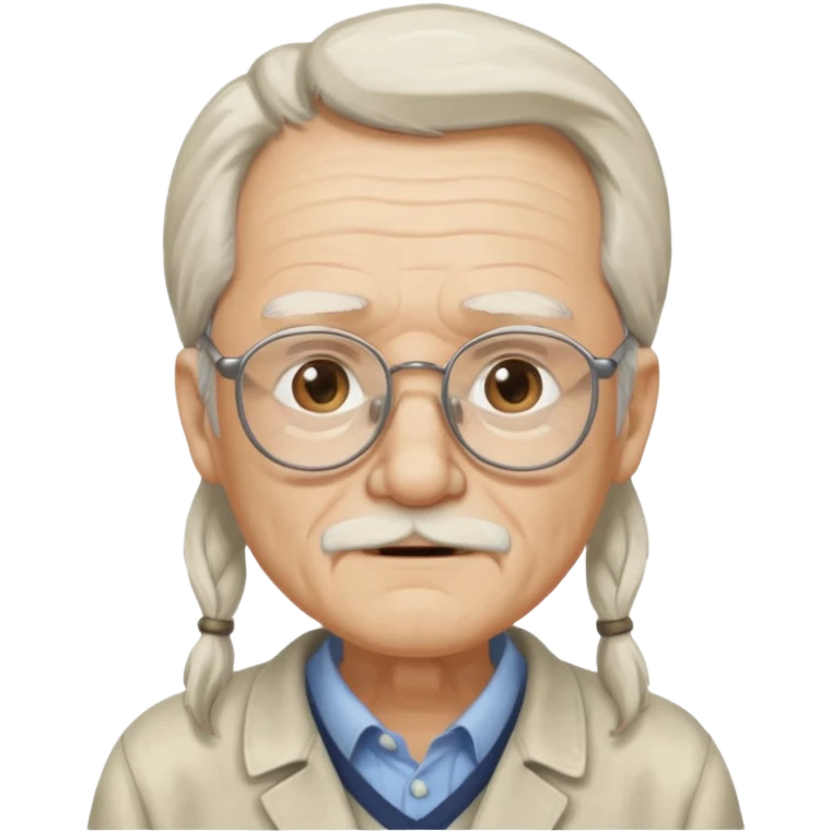 Old man with glasses and long white pony tail emoji