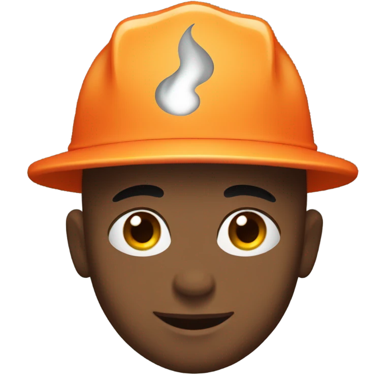 bald boy in black shirt with fire hat  emoji