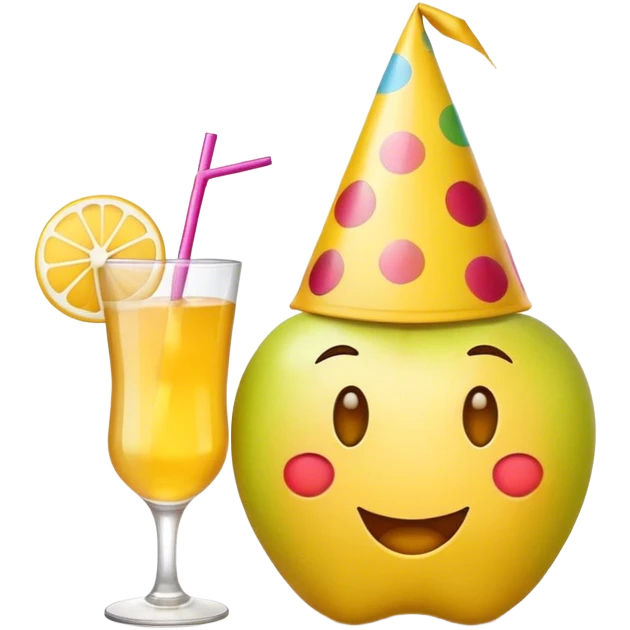 Appleの黄色い絵文字の顔が絵文字の顔がパリピになっている絵 emoji