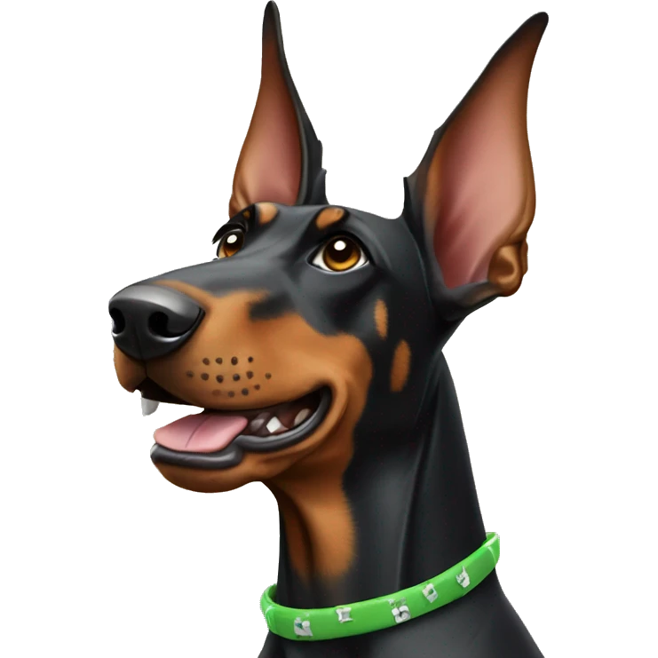 Doberman with a punk bow on the goals emoji
