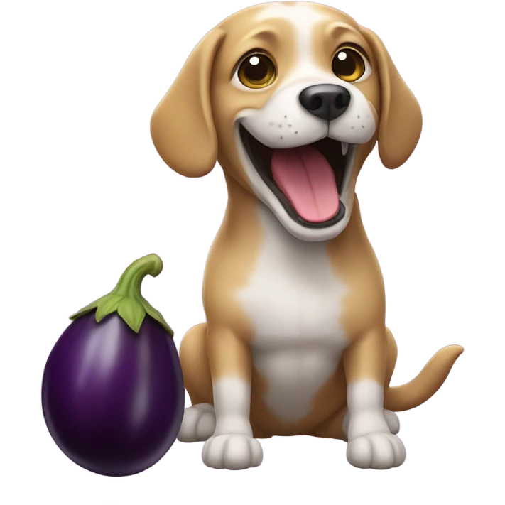 Dog with eggplant emoji