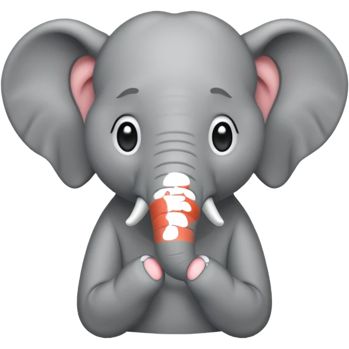 sweet elephant, hands in front, sad tears emoji