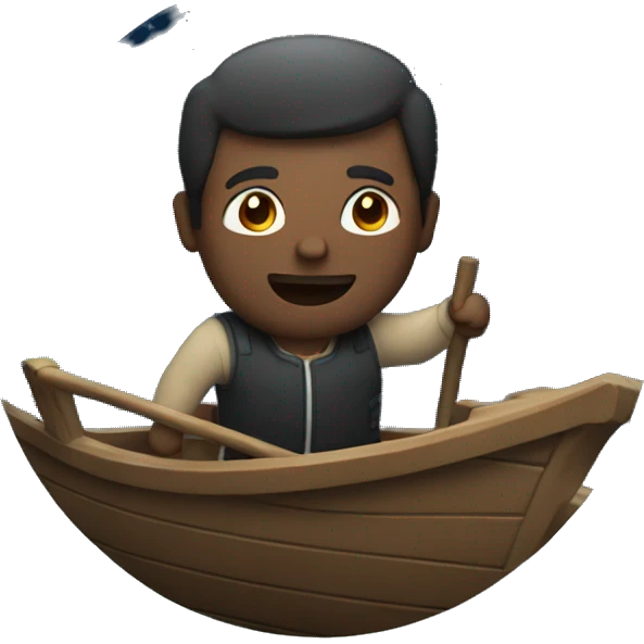 Man on a boat sailing at night  emoji