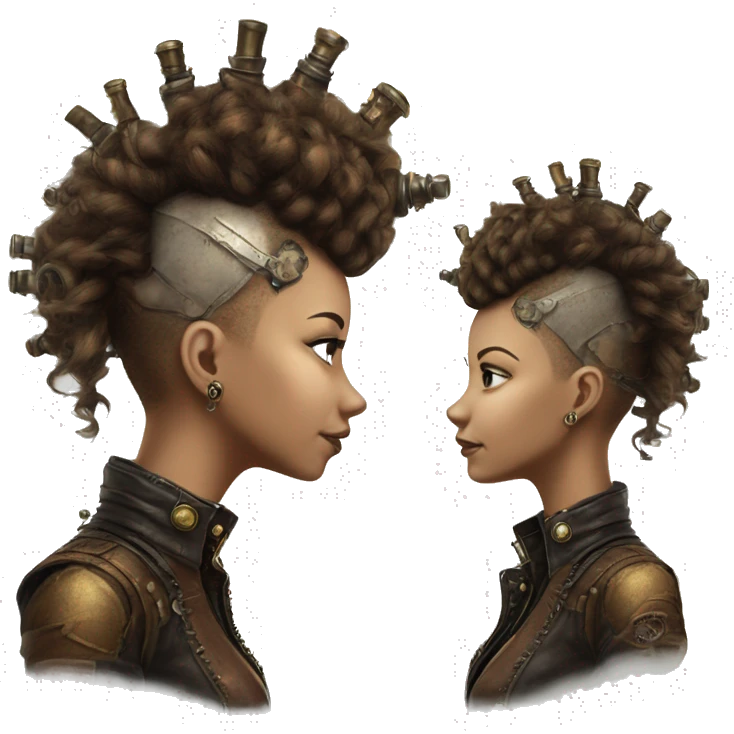 Photorealistic steampunk profile mohawk Caucasia girl emoji