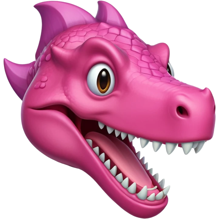 cartoon pink dinosaur head with sharp teeth emoji