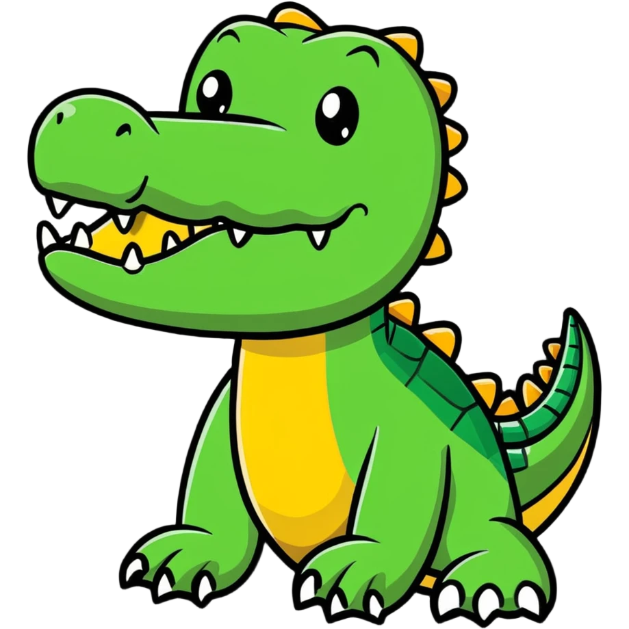 cute friendly crocodile with a smile emoji