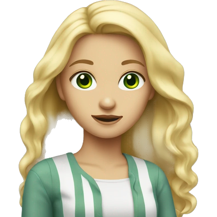 a girl with blonde hair and green eyes  emoji