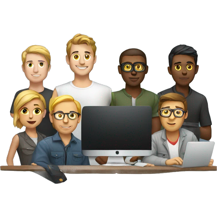 group of developers with a laptop emoji