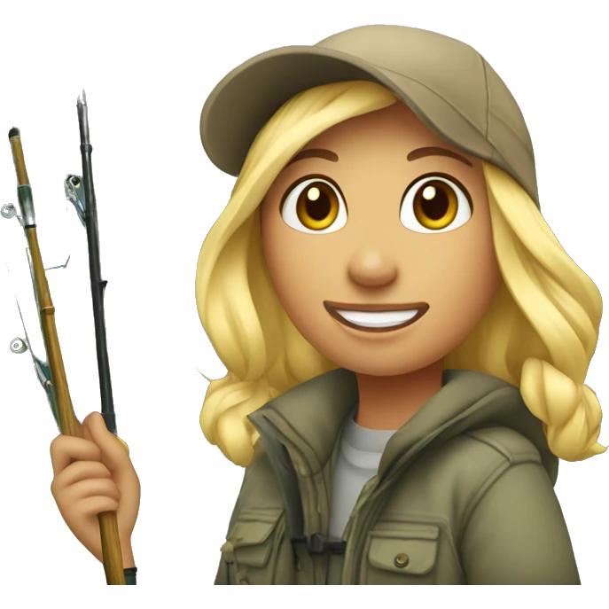 blonde girl fishing Alaska background  emoji