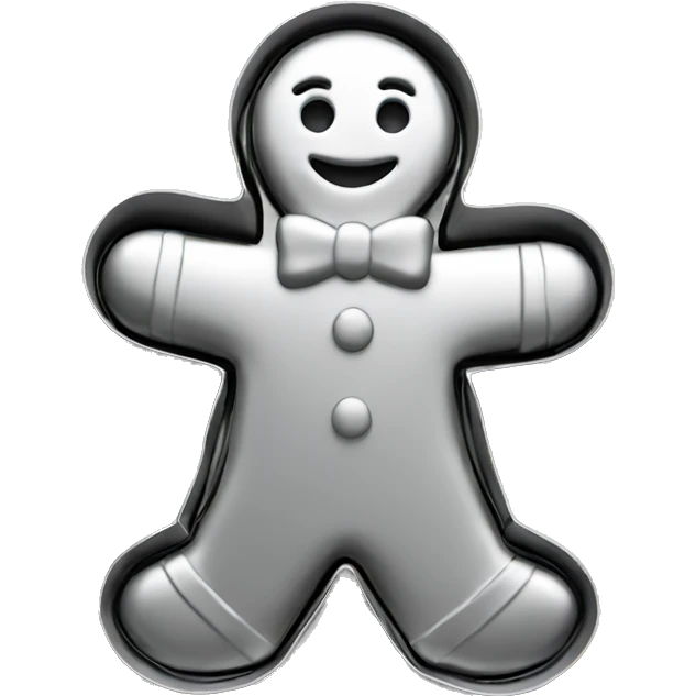 Realistic silver metallic gingerbread man cookie cutter emoji