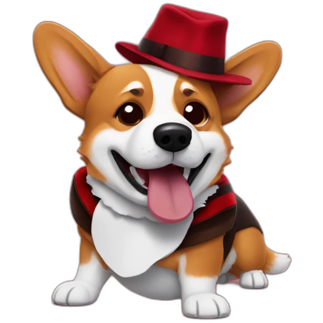 Corgi wearing freddy Krueger costume emoji