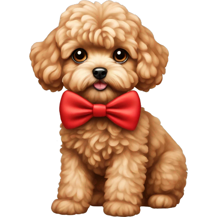 Red Maltipoo with red bow emoji