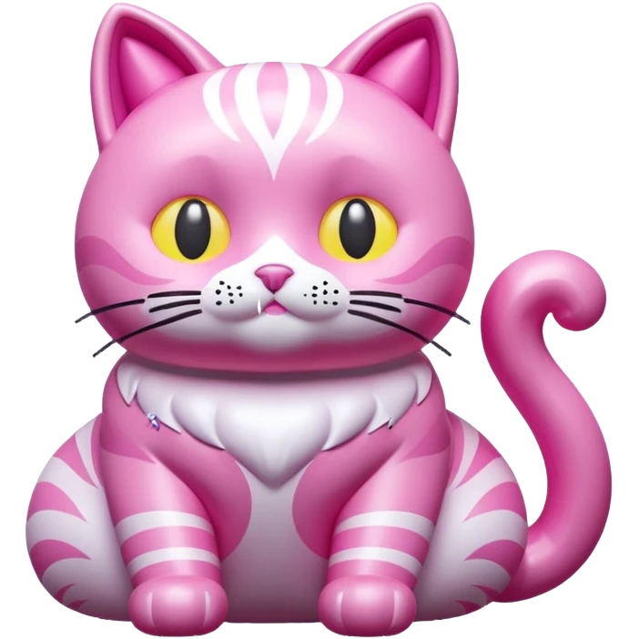 rococo kawaii style inflatable pink puffy cat sculpture  emoji