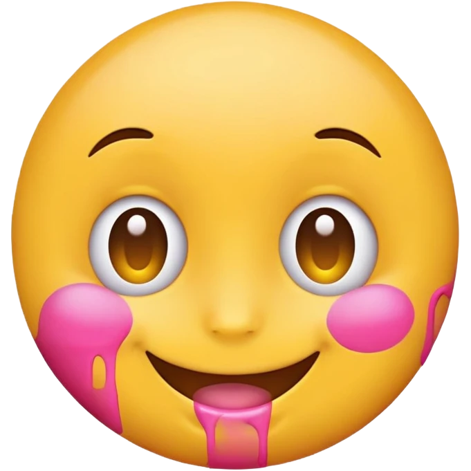 classic yellow round emoji with pink paint effect from just below the eyes to the chin emoji