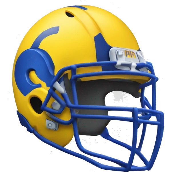 Ram wearing a blue and yellow football helmet  emoji