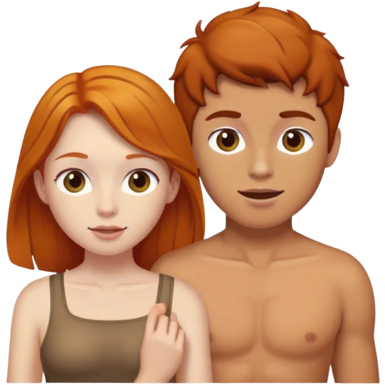 Ginger girl and brunette boy  emoji