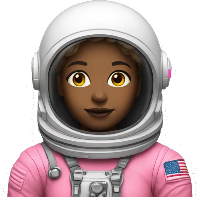 an astronaut neon pink white female emoji