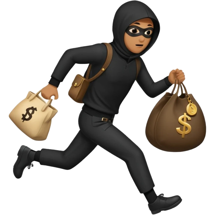 Robber running with Money bag robbery dress  emoji