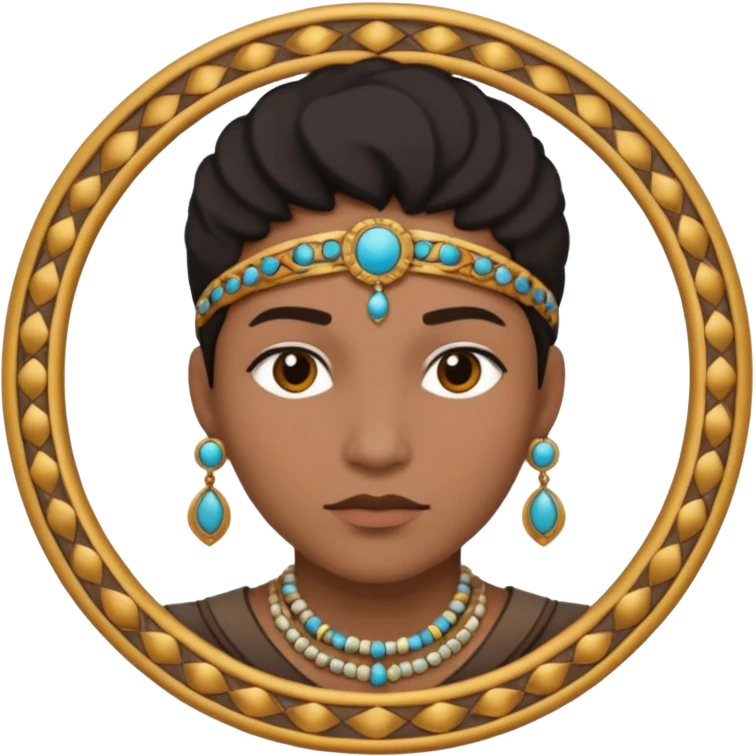 une personne de face avec des detail des accessoirs dans un rond  emoji