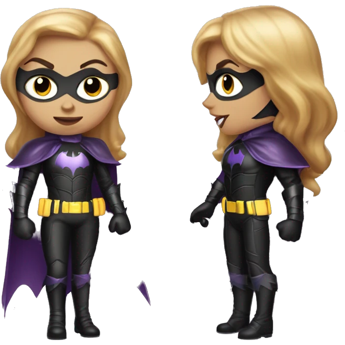 Light skinned Batgirl vampire in shiny leather monster armor  emoji