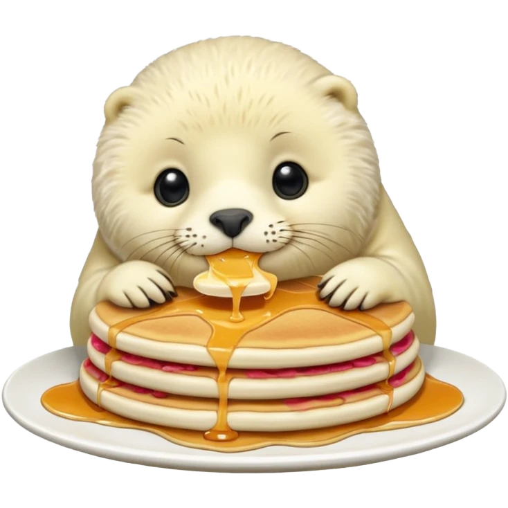 White seal eating pancakes emoji