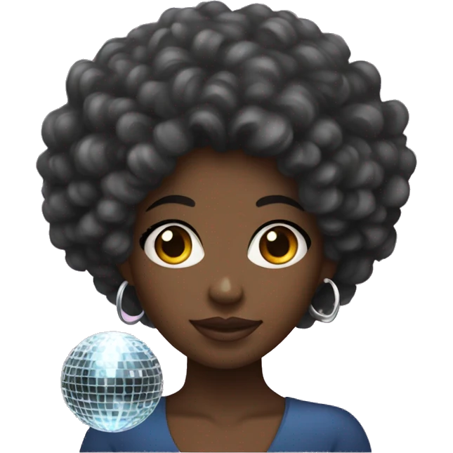 Black girl with curly hair and a disco ball emoji