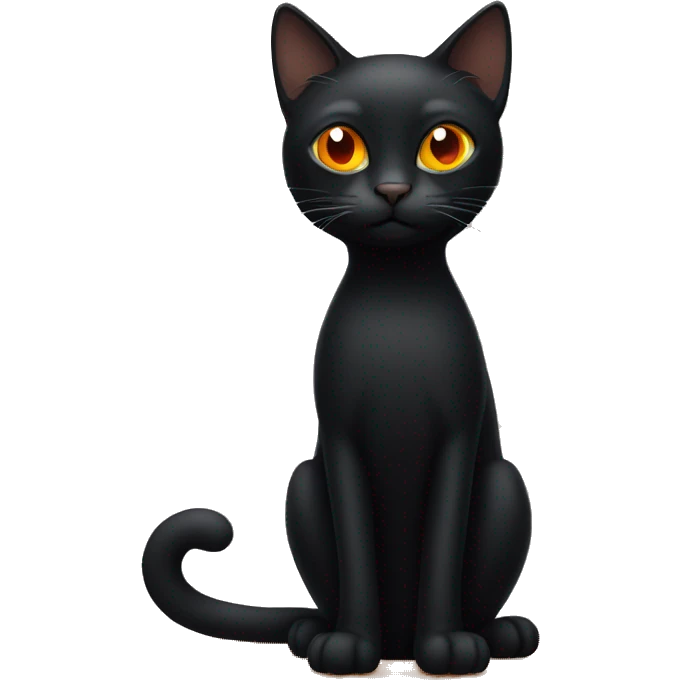 Full body black cat with orange eyes emoji
