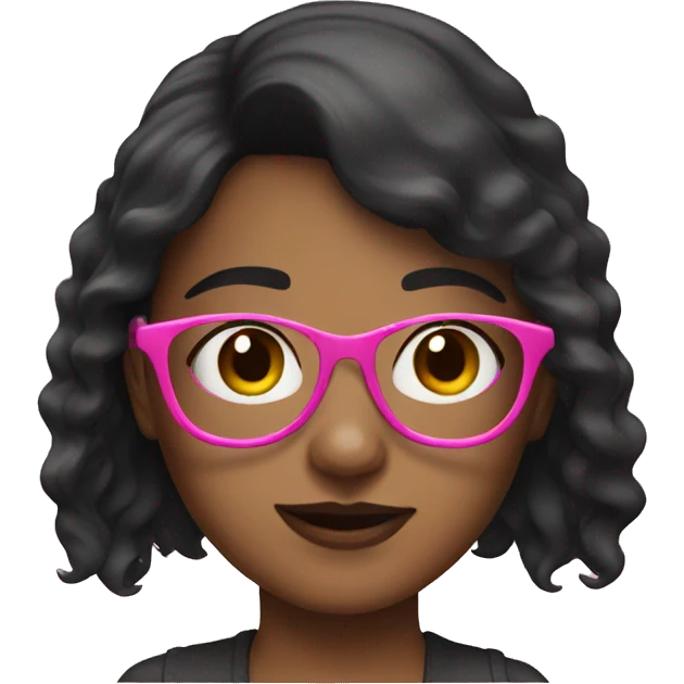dark haired girl in pink glasses emoji