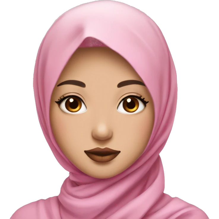 White skinned, pink lips, asian girl with pink hijab with pink peony emoji