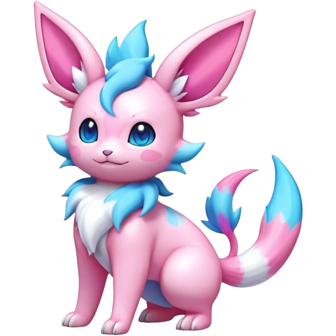 lush pastel-bright-vibrant warm-colored modern colorful neon-colored Fakémon-Digimon-Sylveon-Vaporeon-Pokémon-creature (full body) emoji