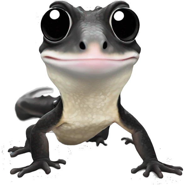 Create a small, simple emoji of a black and white crested gecko, similar to the one in the image, with its distinctive pattern and markings emoji