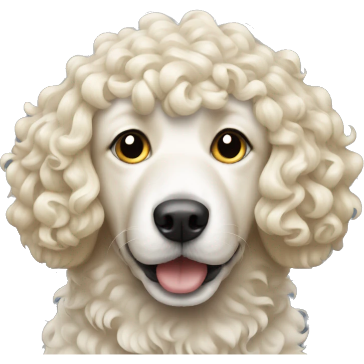 Curly blonde and white dog emoji