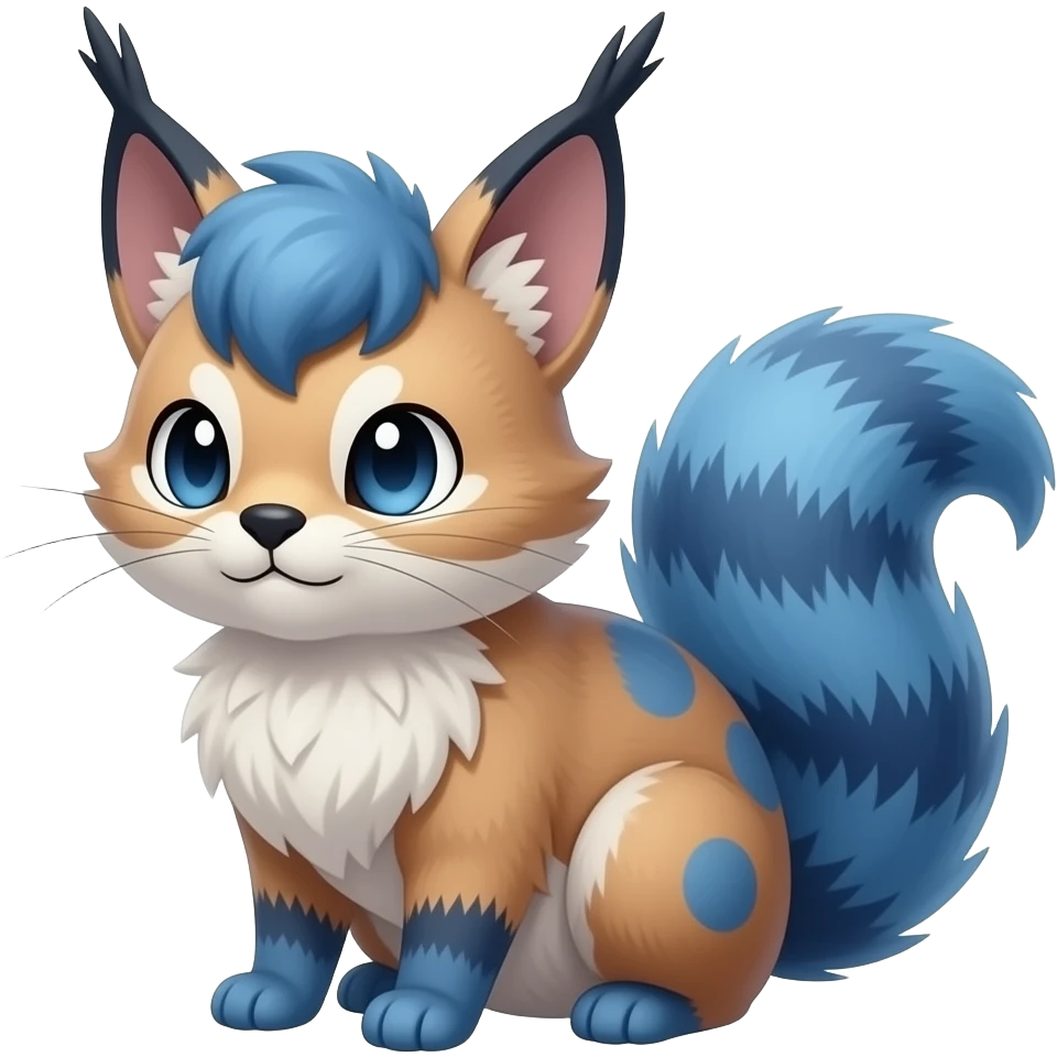 Blueberry-color-themed puffy fluffy thick bushy brownish soft realistic romantic vintage antique divine beautiful elegant pretty precious cute young youthful Fakémon-Pokémon-feline-Zeraora-Jolteon-serval-caracal-chinchilla-Minccino-Cinccino-Meowstic-rodent-hybrid-creature (full body) emoji