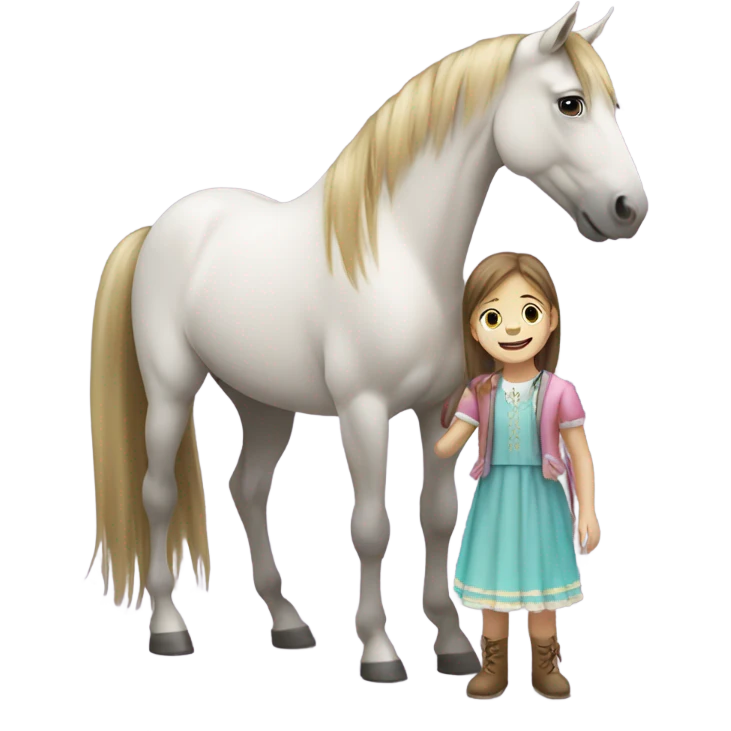 Horse with little girl  emoji