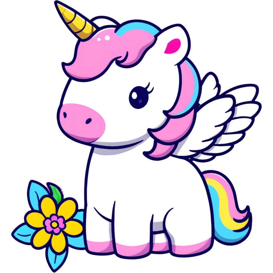 unicorn with wings and flowers  emoji