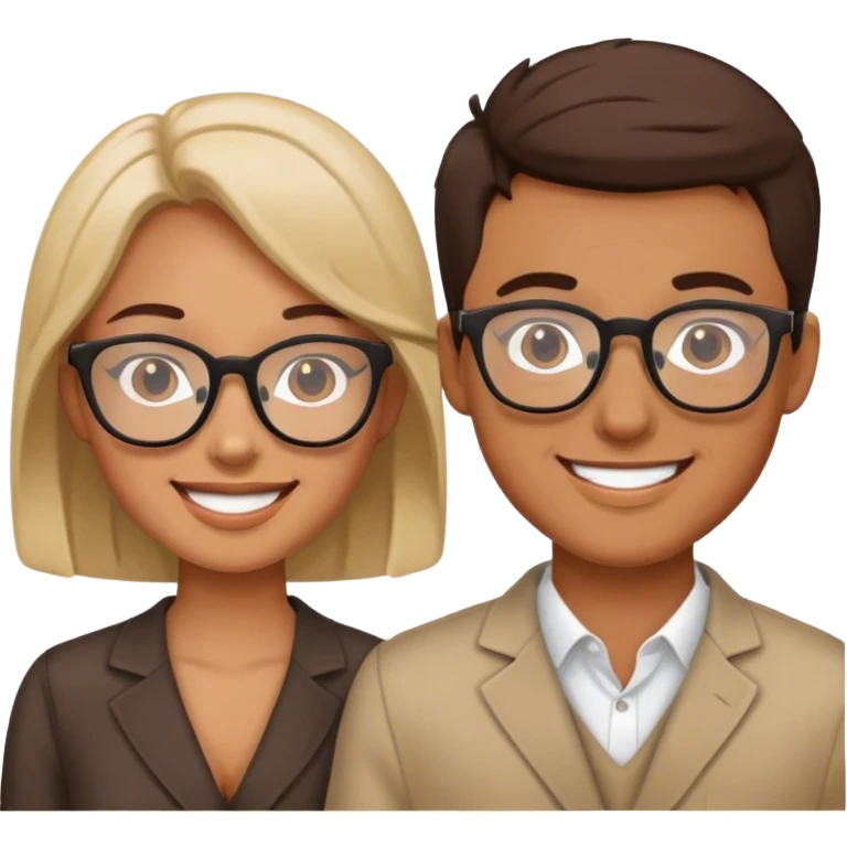 smiling female and male with glasses emoji