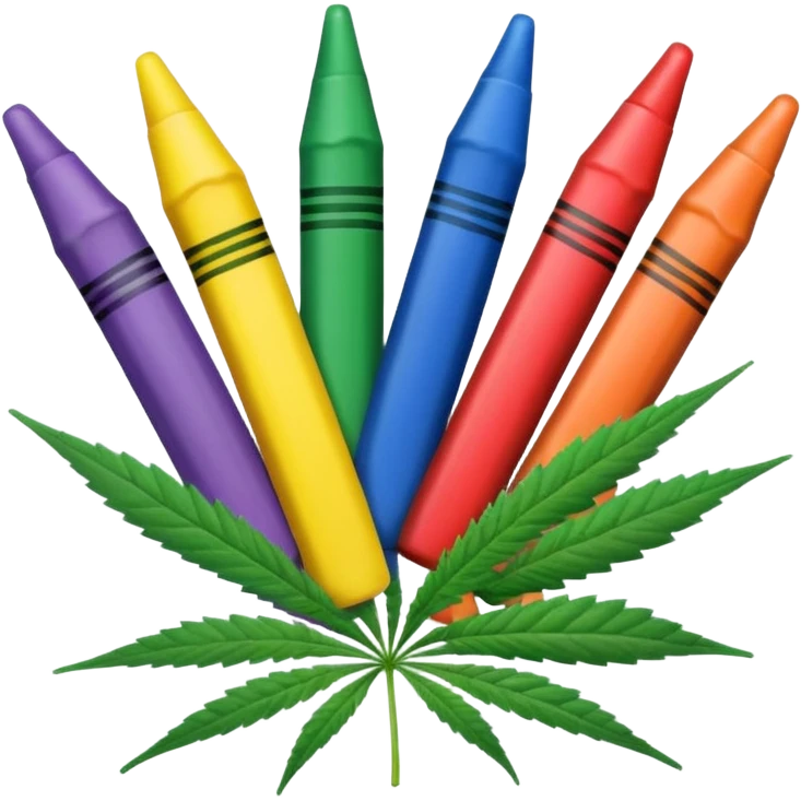 a pack of crayola with cannabis leaf emoji