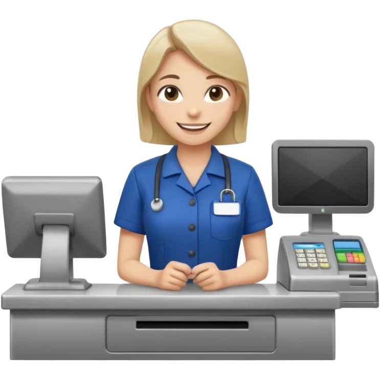 supermarket employee at a cash register, full body emoji