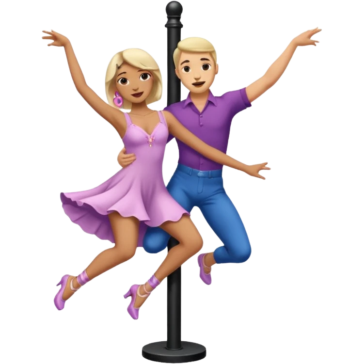 trans person with a female body but a male face dancing on a pole emoji