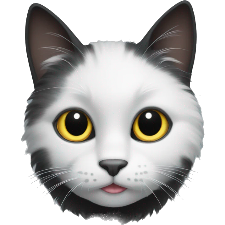 fluffy black cat with white spot on nose emoji