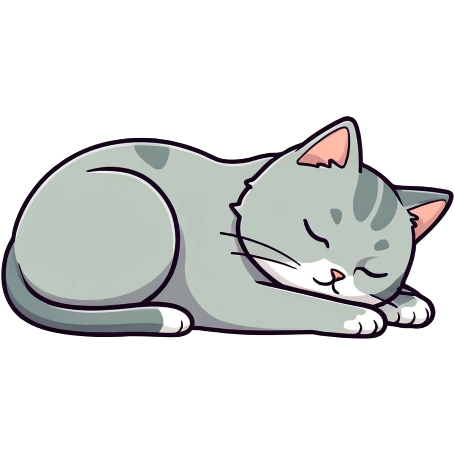 Grey cat sleeping- 🎀 emoji